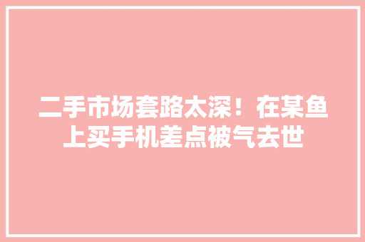 二手市场套路太深！在某鱼上买手机差点被气去世