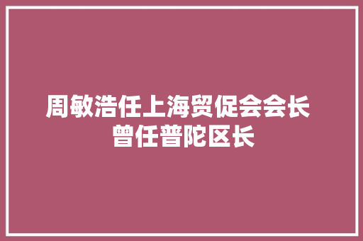 周敏浩任上海贸促会会长 曾任普陀区长