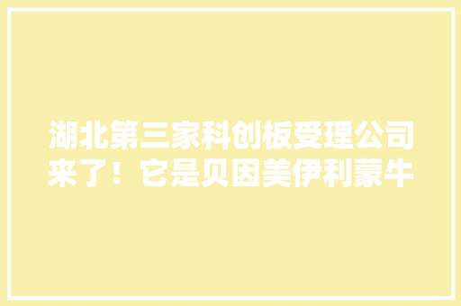 湖北第三家科创板受理公司来了！它是贝因美伊利蒙牛供应商