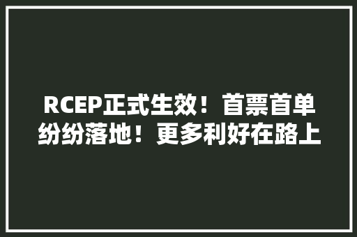 RCEP正式生效！首票首单纷纷落地！更多利好在路上