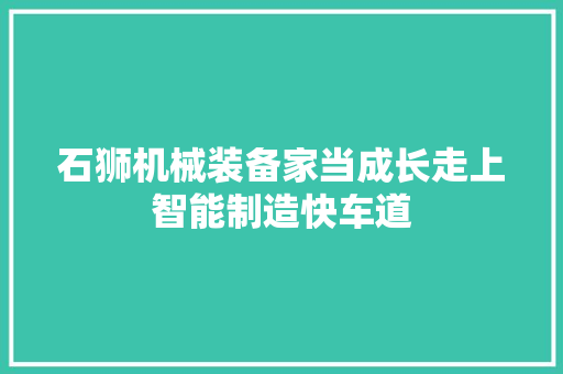 石狮机械装备家当成长走上智能制造快车道