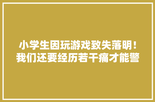 小学生因玩游戏致失落明！我们还要经历若干痛才能警醒？