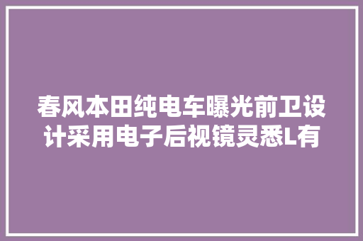 春风本田纯电车曝光前卫设计采用电子后视镜灵悉L有点酷