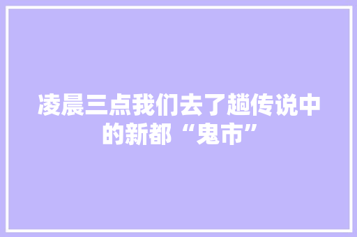 凌晨三点我们去了趟传说中的新都“鬼市”