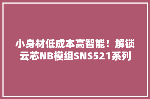 小身材低成本高智能！解锁云芯NB模组SNS521系列