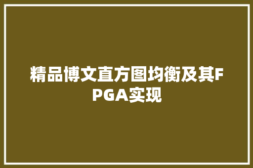 精品博文直方图均衡及其FPGA实现