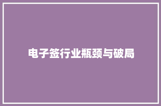 电子签行业瓶颈与破局