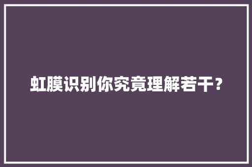 虹膜识别你究竟理解若干？