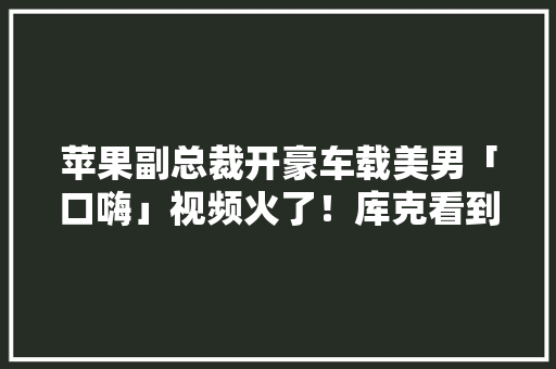 苹果副总裁开豪车载美男「口嗨」视频火了！库克看到气炸光速解雇