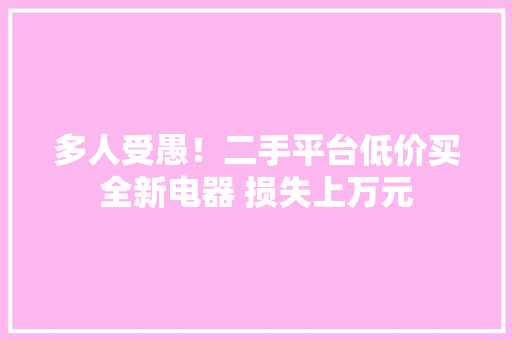 多人受愚！二手平台低价买全新电器 损失上万元