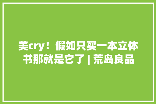 美cry！假如只买一本立体书那就是它了 | 荒岛良品