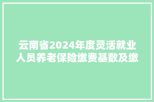 云南省2024年度灵活就业人员养老保险缴费基数及缴纳金额明细公布！