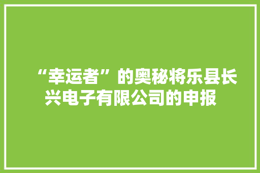 “幸运者”的奥秘将乐县长兴电子有限公司的申报