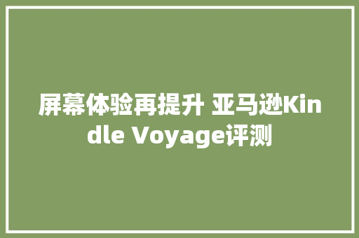 屏幕体验再提升 亚马逊Kindle Voyage评测