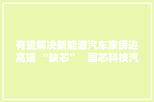有望解决新能源汽车家傍边高端 “缺芯”   国芯科技汽车电子 MCU 新产品内测成功