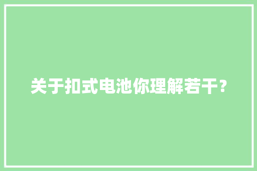 关于扣式电池你理解若干？