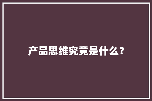 产品思维究竟是什么？