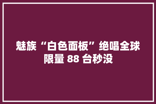 魅族“白色面板”绝唱全球限量 88 台秒没