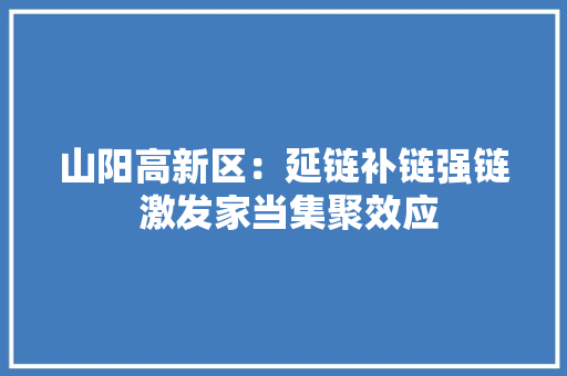 山阳高新区：延链补链强链 激发家当集聚效应