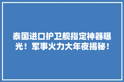 泰国进口护卫舰指定神器曝光！军事火力大年夜揭秘！