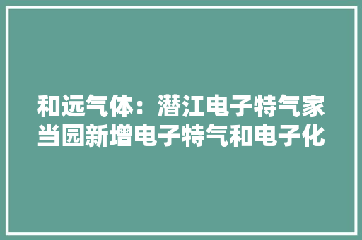 和远气体：潜江电子特气家当园新增电子特气和电子化学品项目开始试分娩