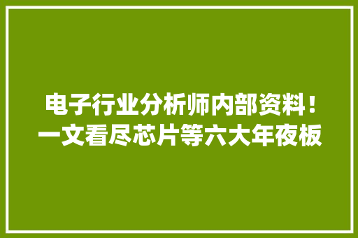 电子行业分析师内部资料！一文看尽芯片等六大年夜板块干货 | 智器械内参