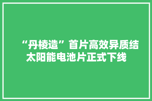 “丹棱造”首片高效异质结太阳能电池片正式下线
