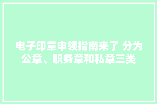 电子印章申领指南来了 分为公章、职务章和私章三类
