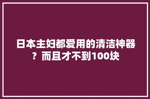 日本主妇都爱用的清洁神器？而且才不到100块