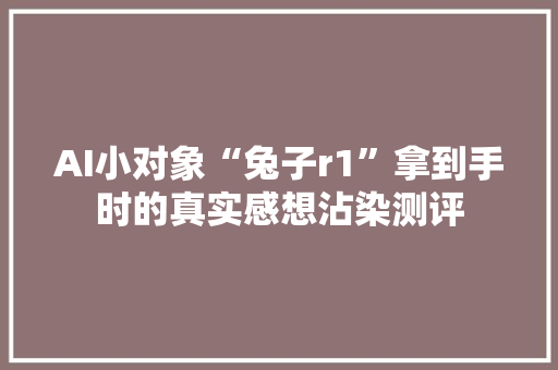 AI小对象“兔子r1”拿到手时的真实感想沾染测评