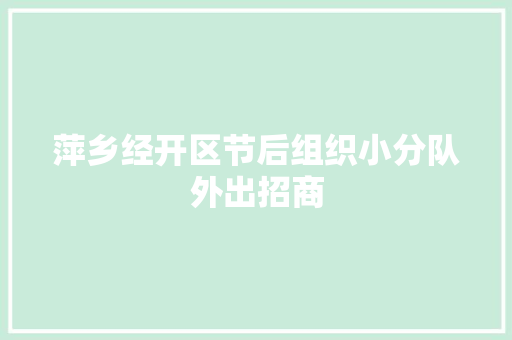 萍乡经开区节后组织小分队外出招商