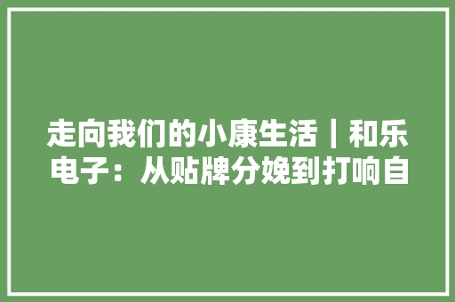 走向我们的小康生活｜和乐电子：从贴牌分娩到打响自立身牌
