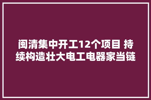 闽清集中开工12个项目 持续构造壮大电工电器家当链