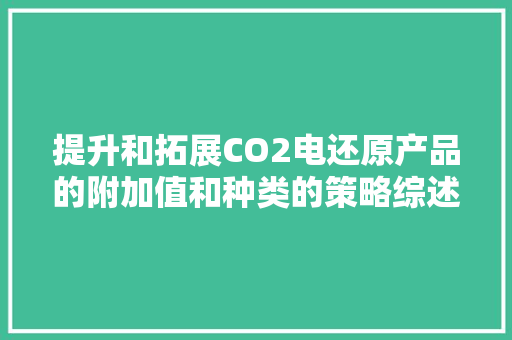 提升和拓展CO2电还原产品的附加值和种类的策略综述