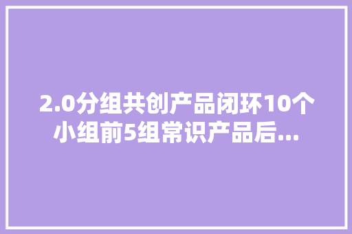2.0分组共创产品闭环10个小组前5组常识产品后...