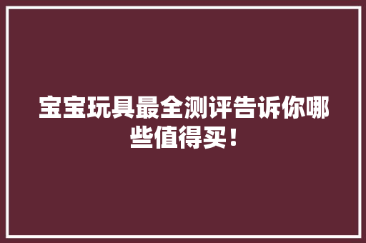 宝宝玩具最全测评告诉你哪些值得买！
