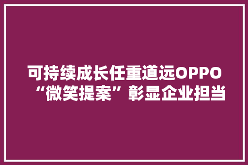 可持续成长任重道远OPPO“微笑提案”彰显企业担当