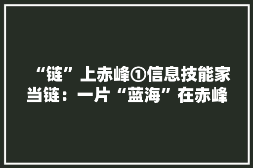 “链”上赤峰①信息技能家当链：一片“蓝海”在赤峰