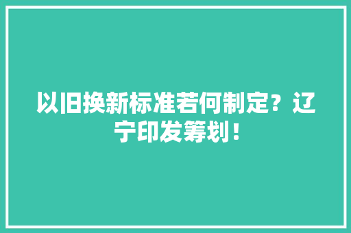 以旧换新标准若何制定？辽宁印发筹划！