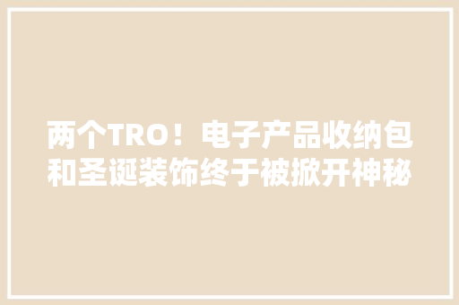 两个TRO！电子产品收纳包和圣诞装饰终于被掀开神秘面纱！