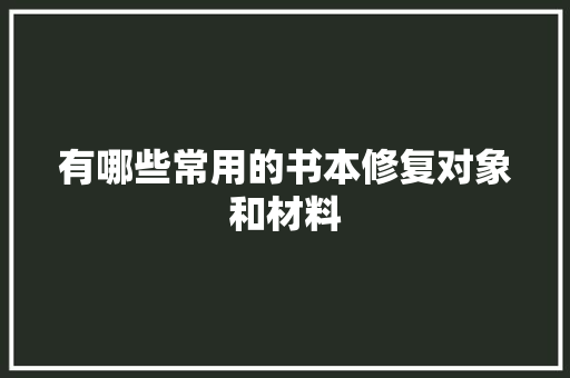 有哪些常用的书本修复对象和材料