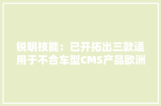 锐明技能：已开拓出三款适用于不合车型CMS产品欧洲市场规模应用大年夜货车安装电子后视镜可降低油耗2%-5%