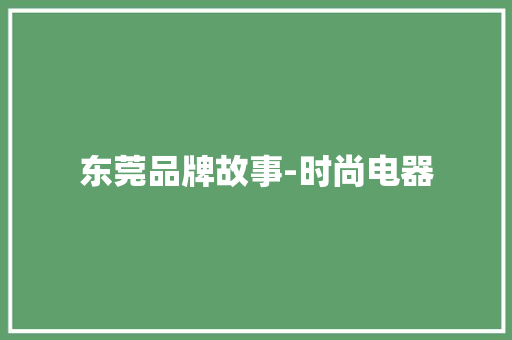 东莞品牌故事-时尚电器