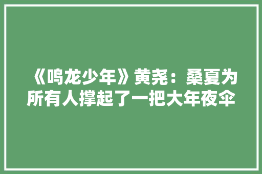 《鸣龙少年》黄尧：桑夏为所有人撑起了一把大年夜伞包括我丨角色