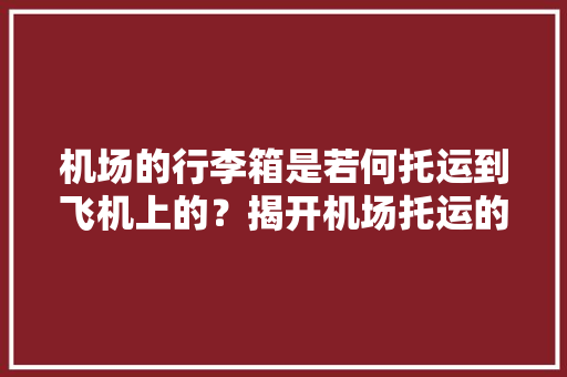 机场的行李箱是若何托运到飞机上的？揭开机场托运的秘密