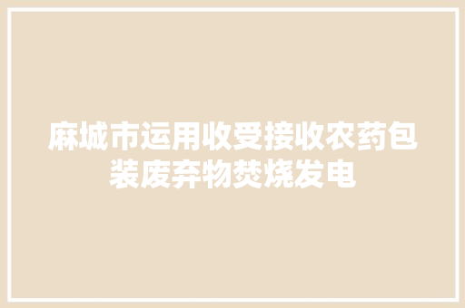 麻城市运用收受接收农药包装废弃物焚烧发电