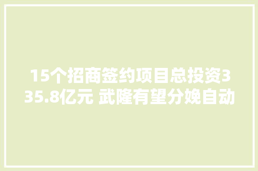 15个招商签约项目总投资335.8亿元 武隆有望分娩自动驾驶飞行器系列机型
