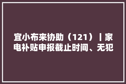 宜小布来协助（121）丨家电补贴申报截止时间、无犯罪证实申请…解答来了→
