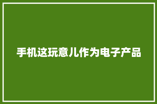 手机这玩意儿作为电子产品