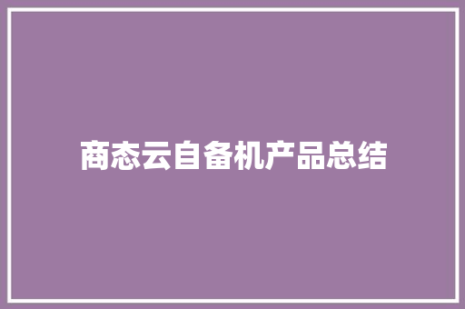 商态云自备机产品总结